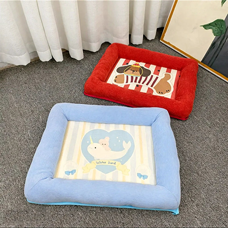 Summer Cartoon Pet Cooling Bed